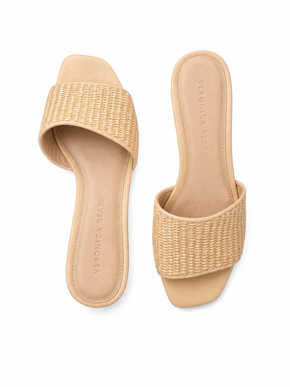 Veronica Beard Natural Woven Espadrille Wedge Mules